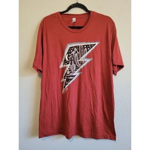 The American Storm Lightning Bolt T-Shirt Black Lightning on Dark Red Tee